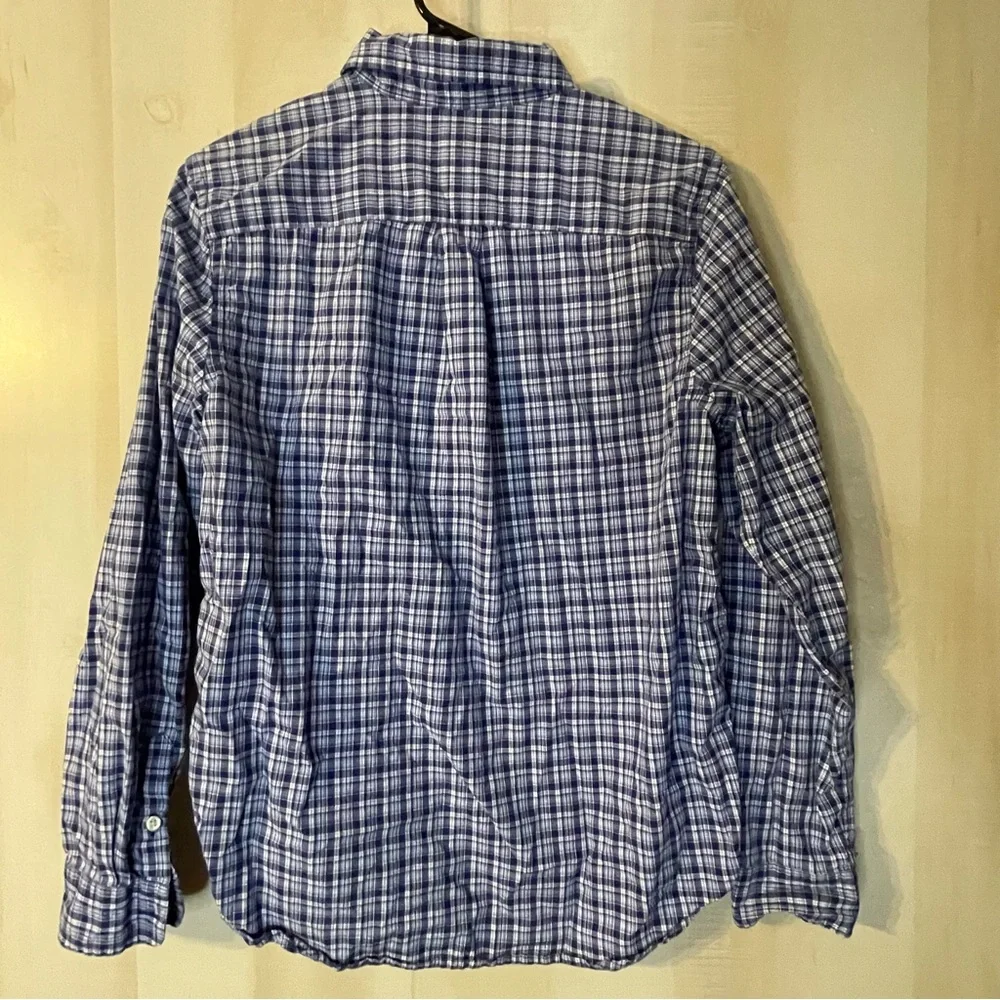 Ralph Lauren blue white plaid long sleeve button front shirt size XL Youth 18/20